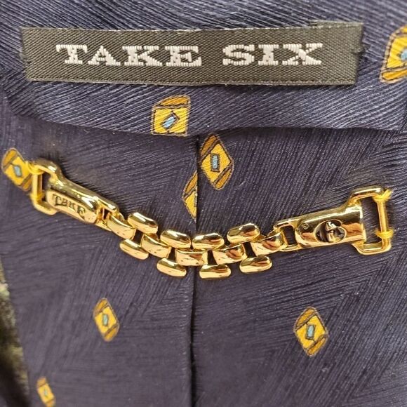 Take six luxury navy blue Tie - Picture 6 of 7